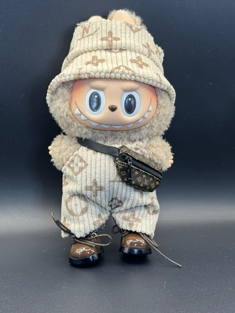 Trendy Overall outfit with hat and accessories (Doll not included)