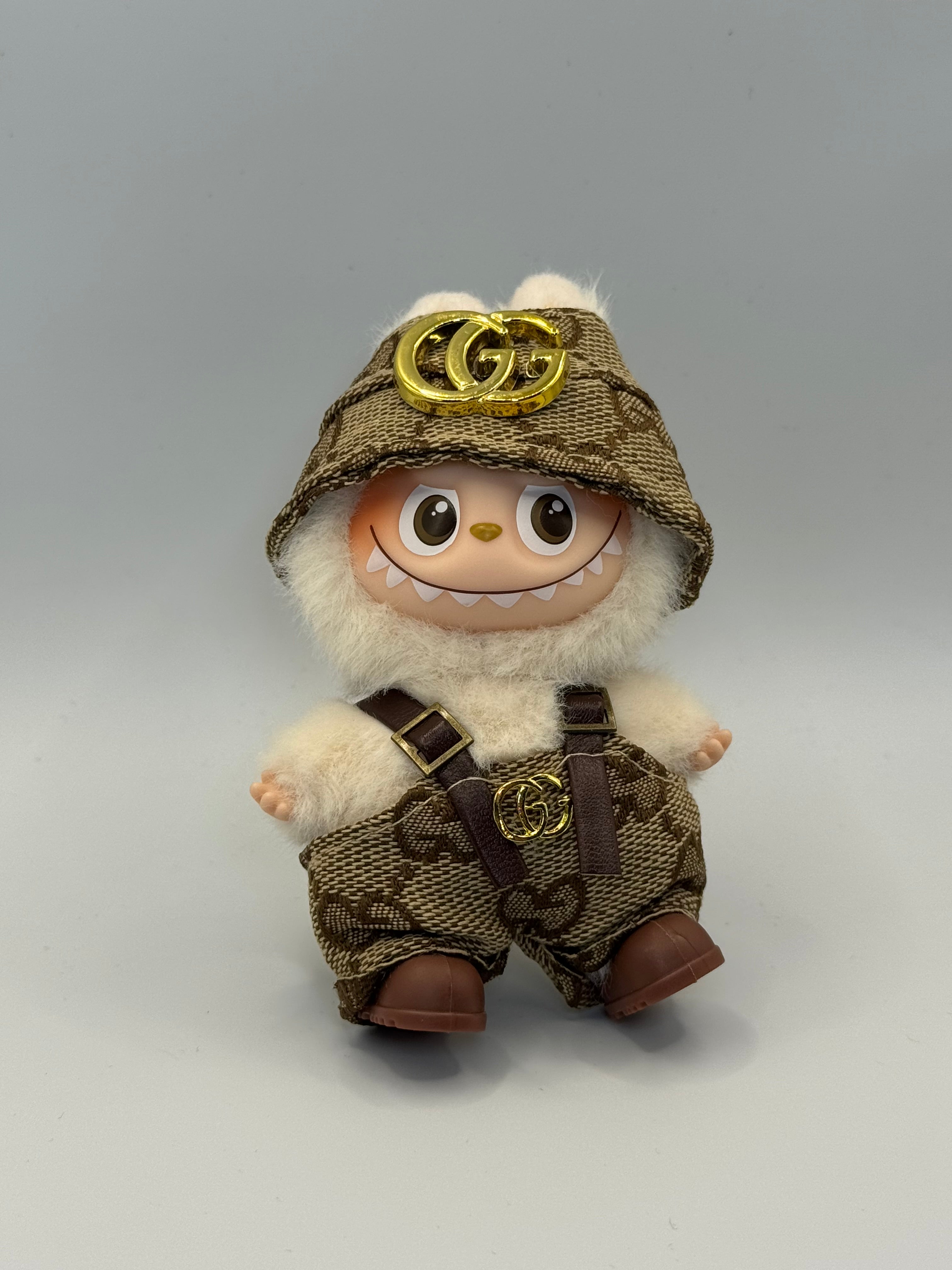 Designer overall set with shoes, fits V4 Labubu (Doll not included)